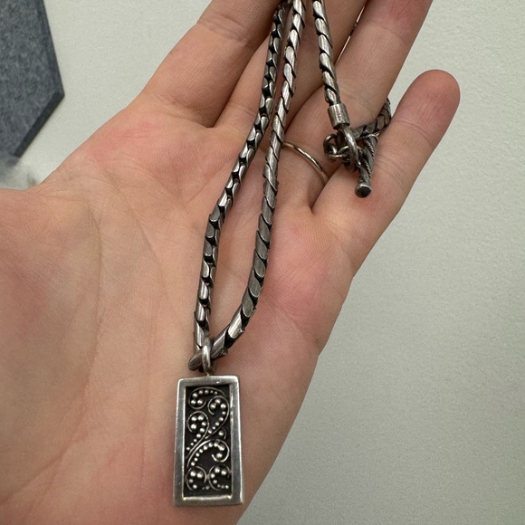 Lois Hill toggle clasp fine filagree pendant 925 Sterling silver